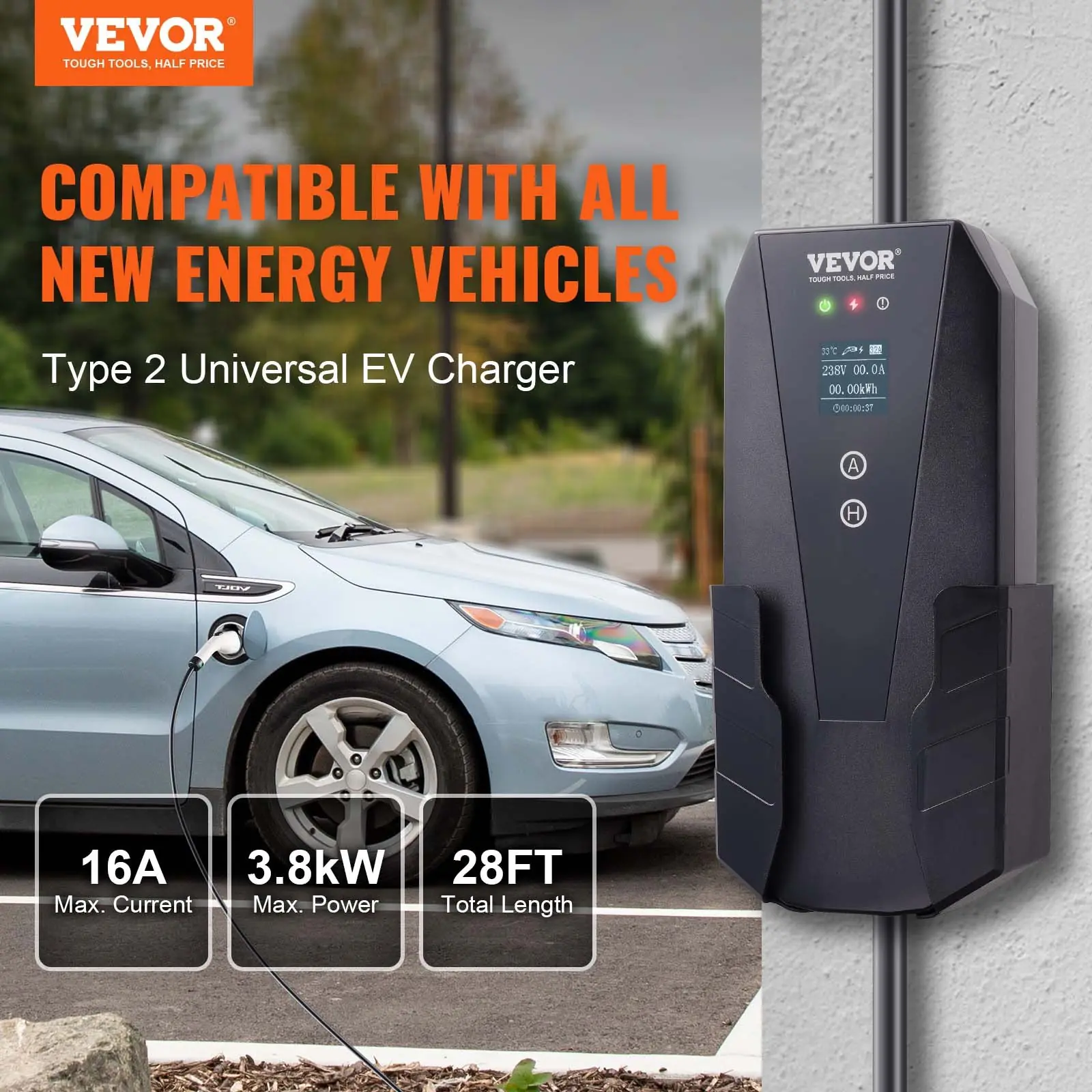 Prijenosni EV punjač Tip 2, 16a 3,7 kW, punjač za električni vozilo - Slika 21