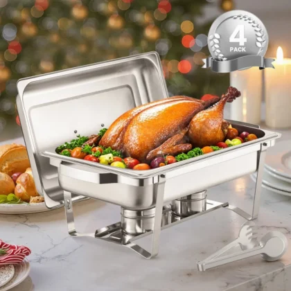 set za buffet za jelo, 8 qt 4, pakovanje od nehrđajućeg čelika s 4 tave u punoj