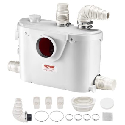 VEVOR macerator pumpa 500 W – 110 L/min, 8 m podizanje, za WC, podrum, tuš i sudoper