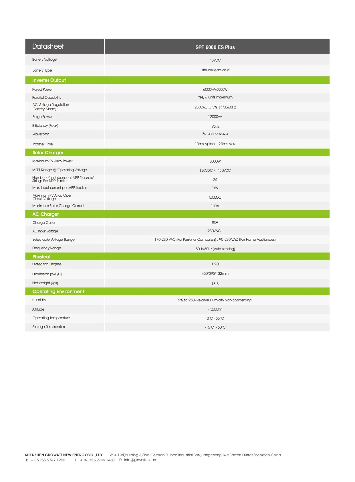 Growatt SPF 6000 ES Plus off-grid inverter 6kW 48V - Slika 3