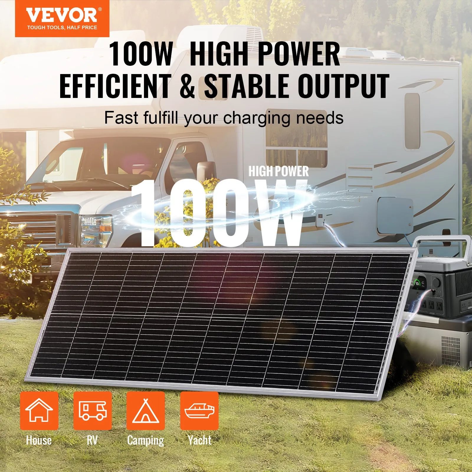 VEVOR S100 monokristalni solarni komplet 100 W 12 V - Slika 2