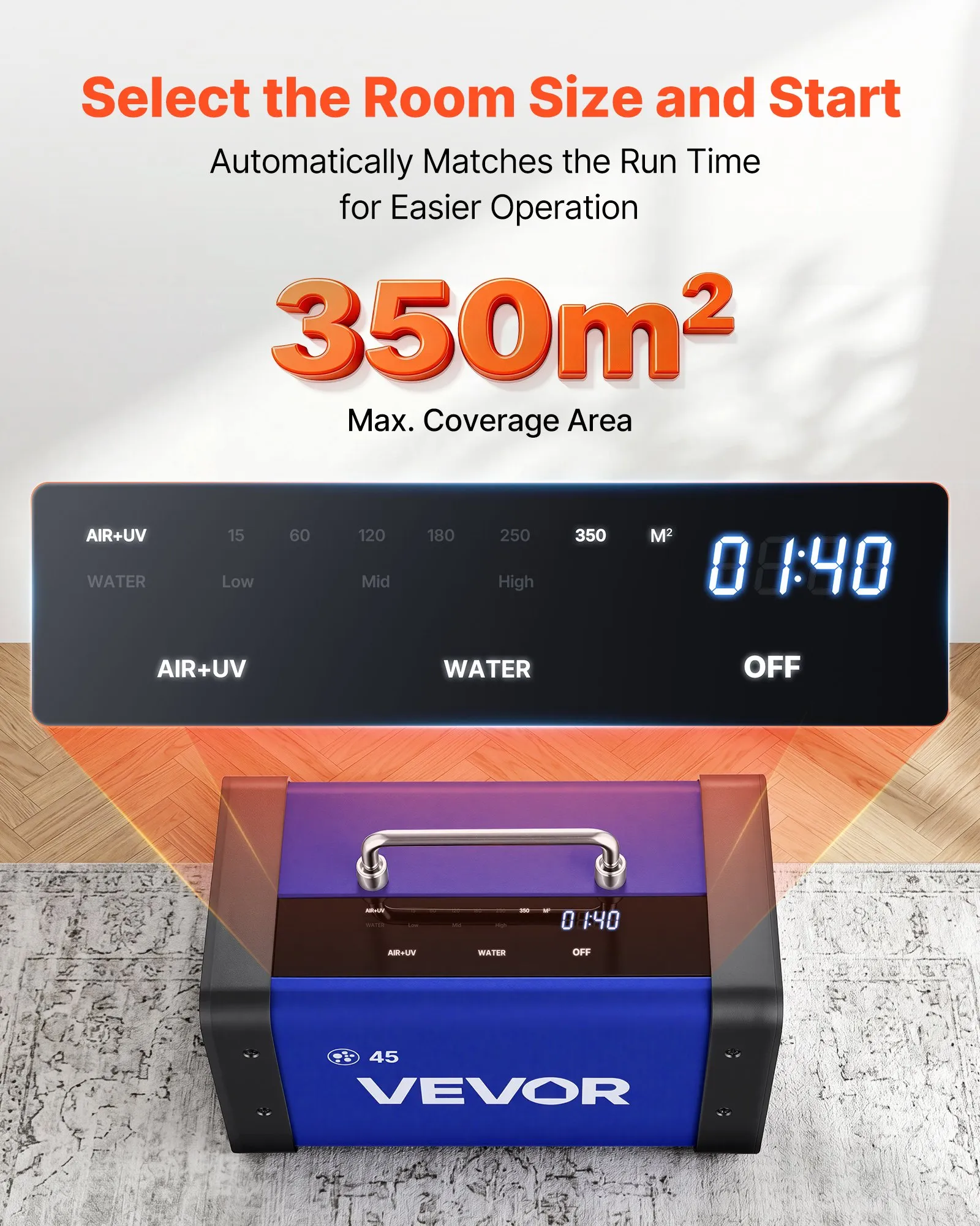 VEVOR HS-B04-EU generator ozona 45.000 mg/h za 350 m² - Slika 4