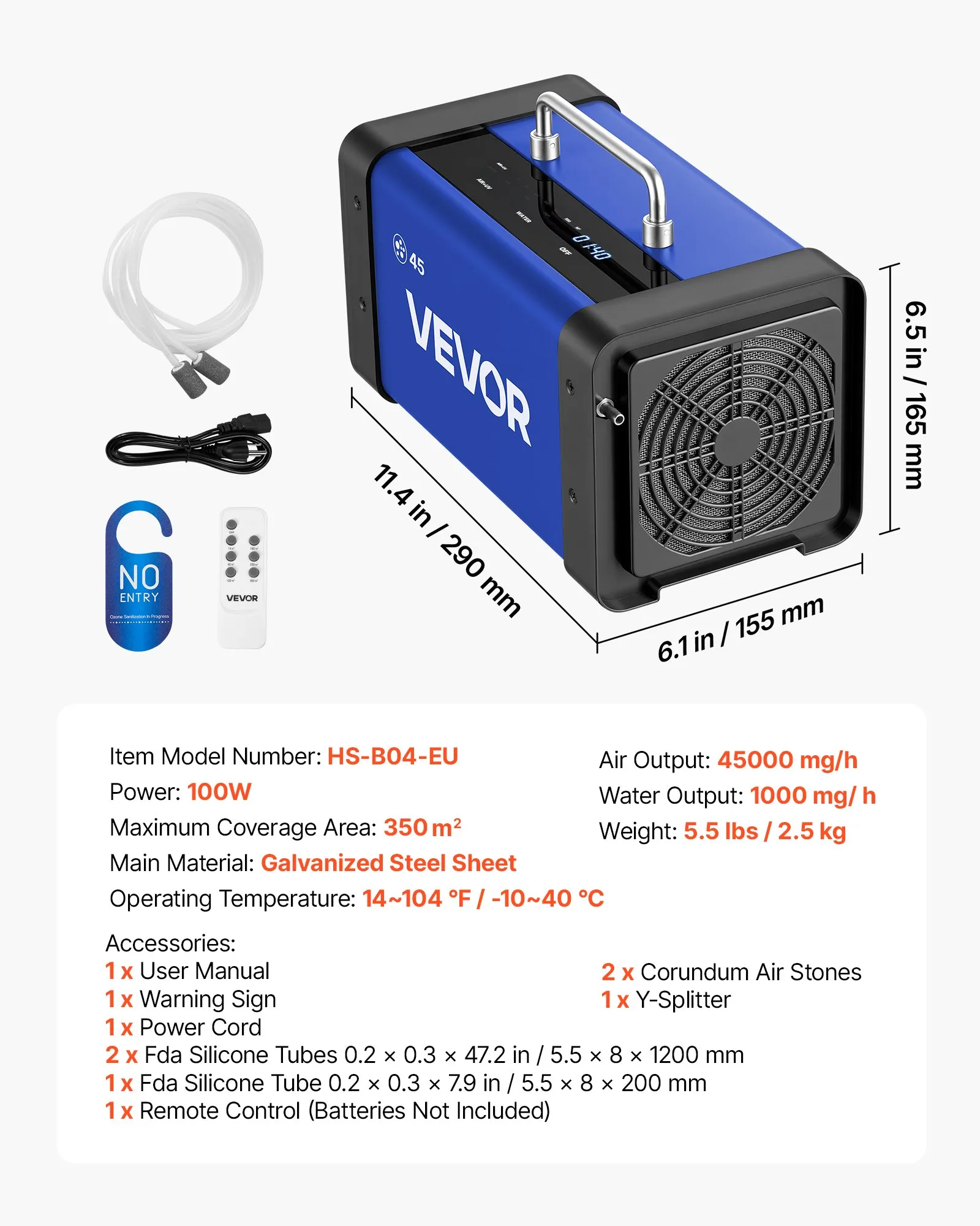 VEVOR HS-B04-EU generator ozona 45.000 mg/h za 350 m² - Slika 7
