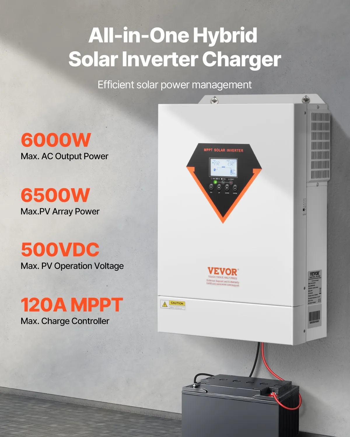 VEVOR EM6200-48L hibridni solarni inverter 6000 W 48 V - Slika 2