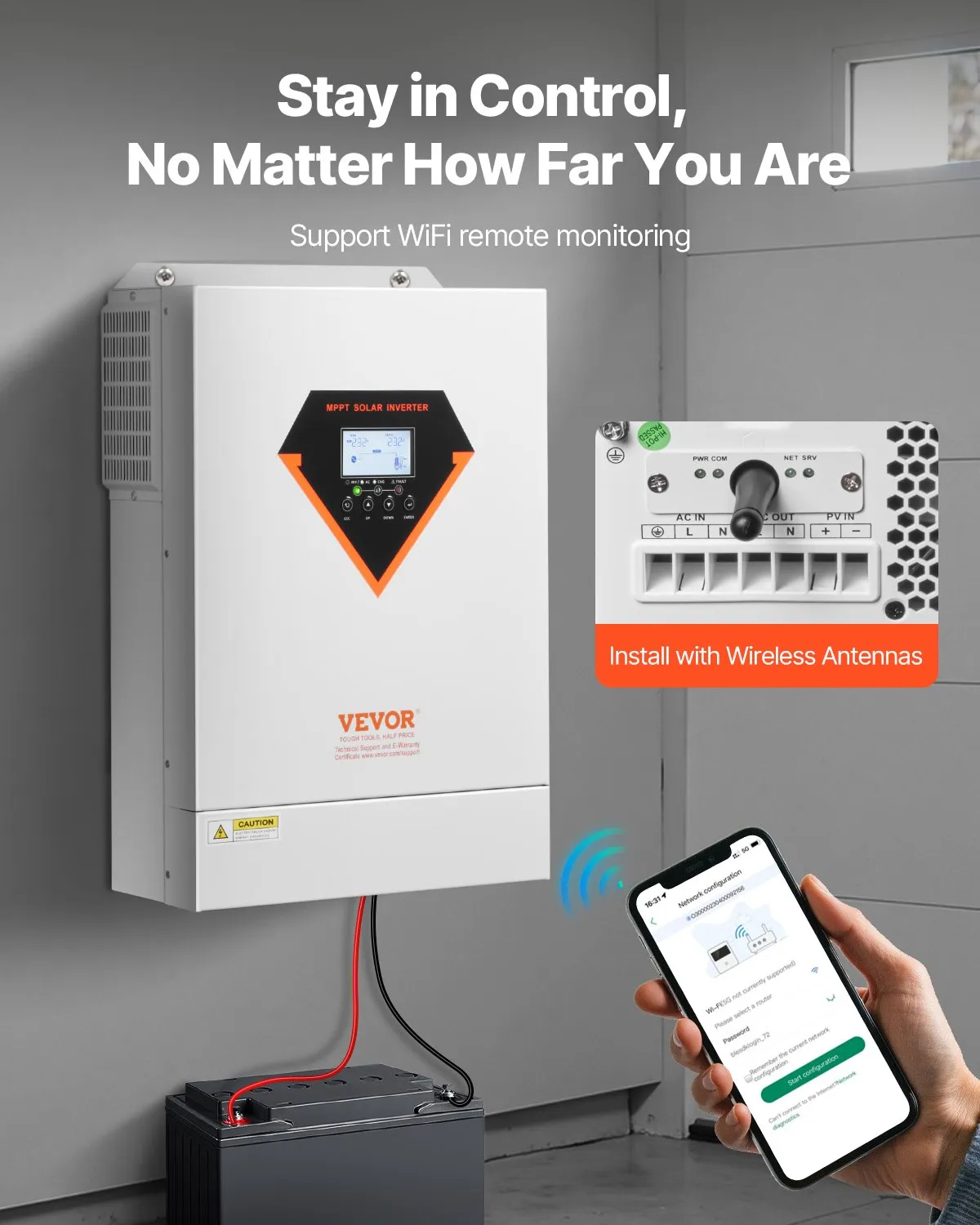 VEVOR EM6200-48L hibridni solarni inverter 6000 W 48 V - Slika 4