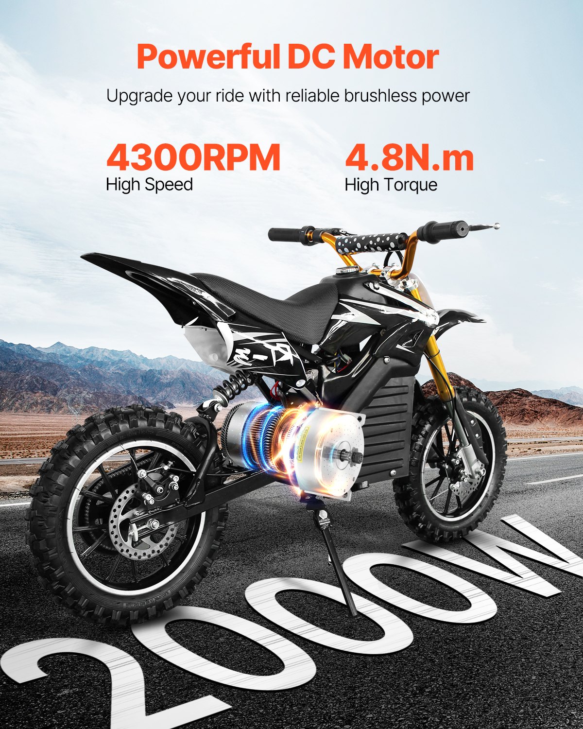VEVOR JZ48V2000W bezčetkasti motor 2000 W 48 V s upravljačem - Slika 2