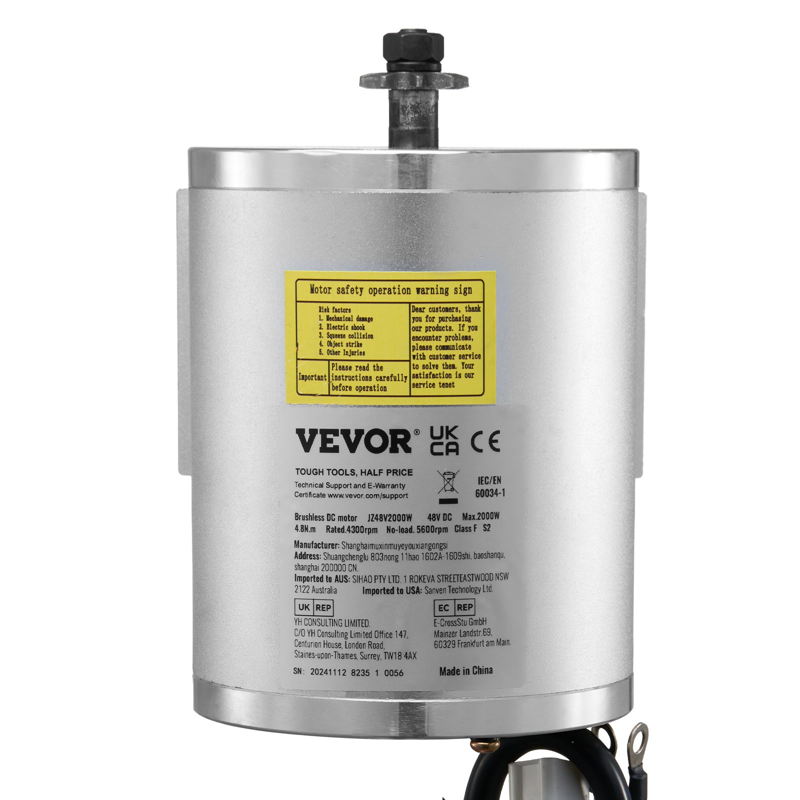 VEVOR JZ48V2000W motor bez četkica 48 V 2000 W s regulatorom - Slika 10