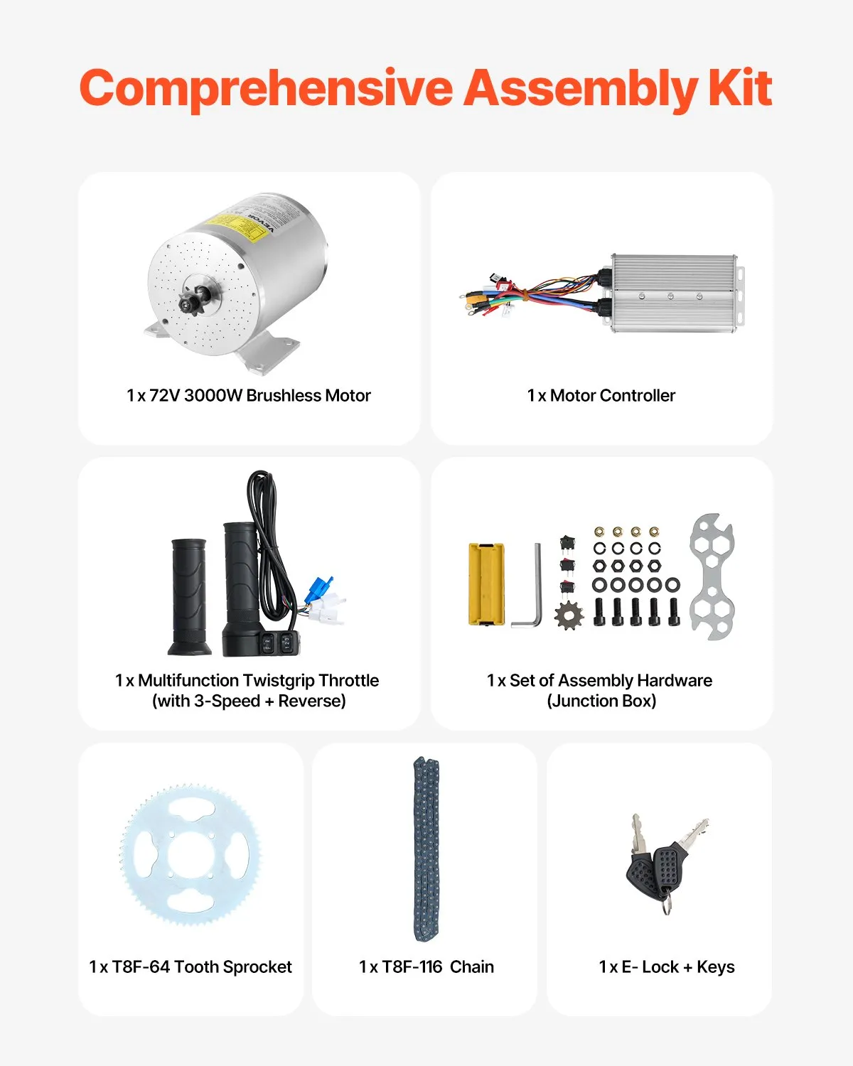 VEVOR JZ72V3000W bezčetkasti motor 3000 W 72 V s upravljačem - Slika 5