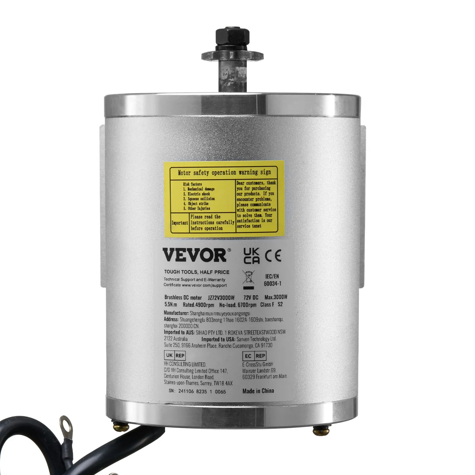 VEVOR JZ72V3000W bezčetkasti motor 3000 W 72 V s upravljačem - Slika 10