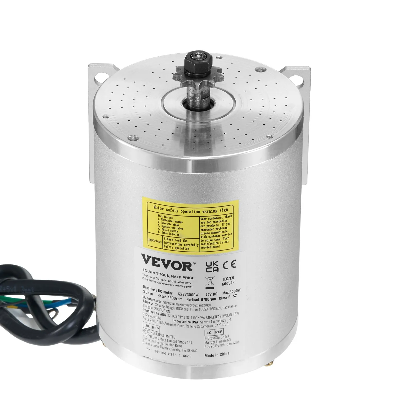 VEVOR JZ72V3000W bezčetkasti motor 3000 W 72 V s upravljačem - Slika 9