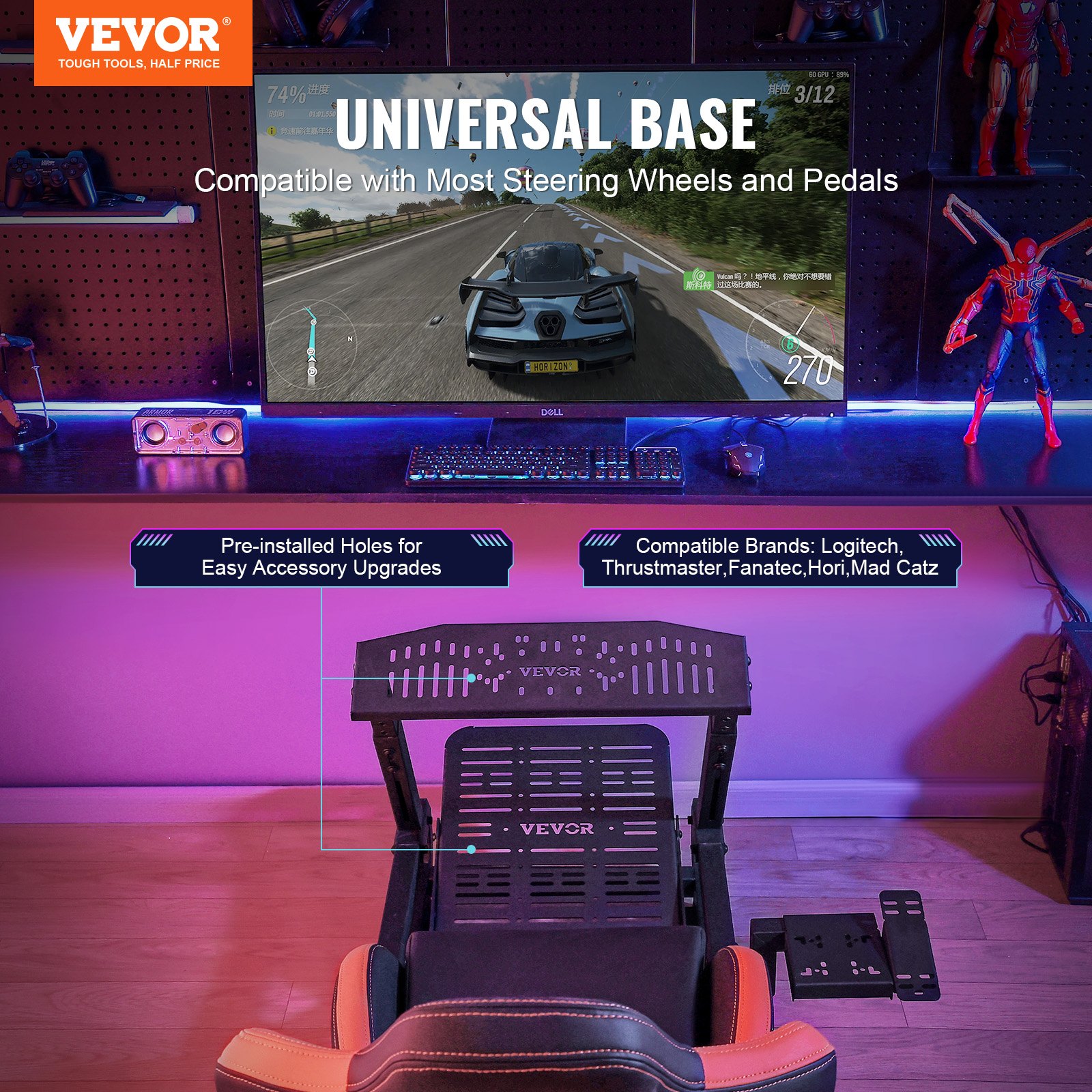 VEVOR HC-P06 trkaći kokpit za Logitech, nosivost 150 kg - Slika 2