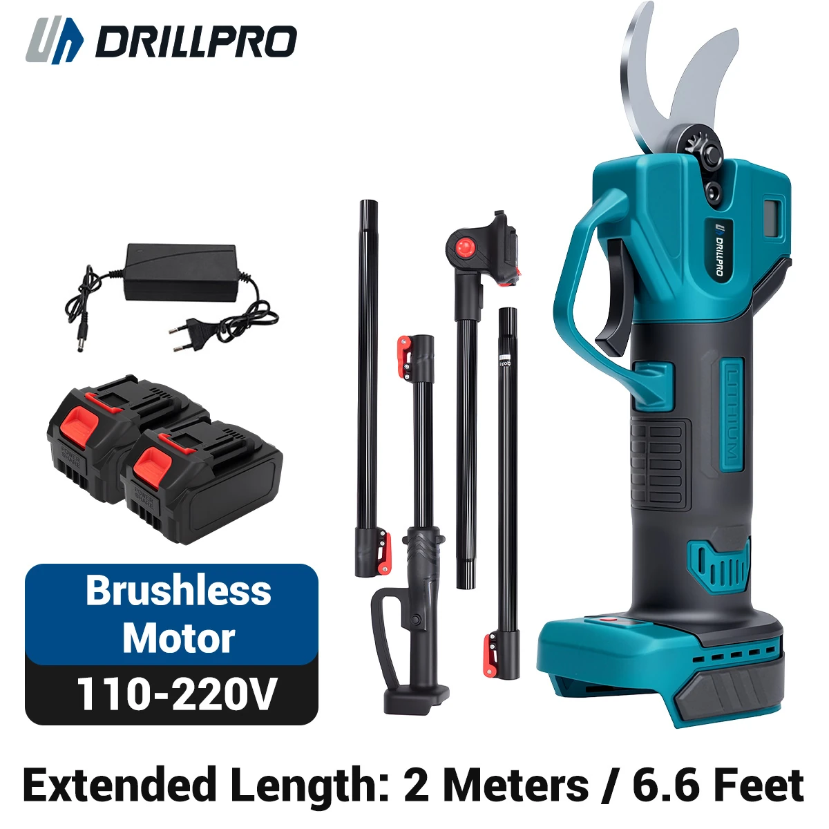 Drillpro akumulatorske škare za rezidbu 30 mm s teleskopskom šipkom