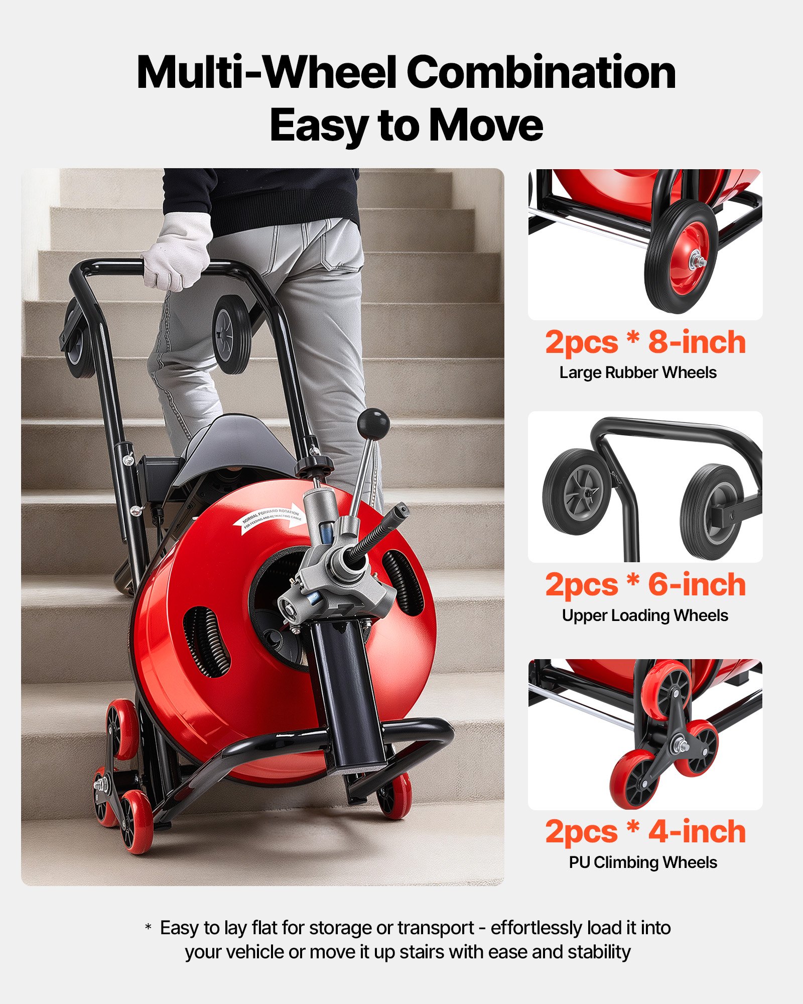 VEVOR JR-7500 stroj za čišćenje odvoda 30 m × 19 mm - Slika 5
