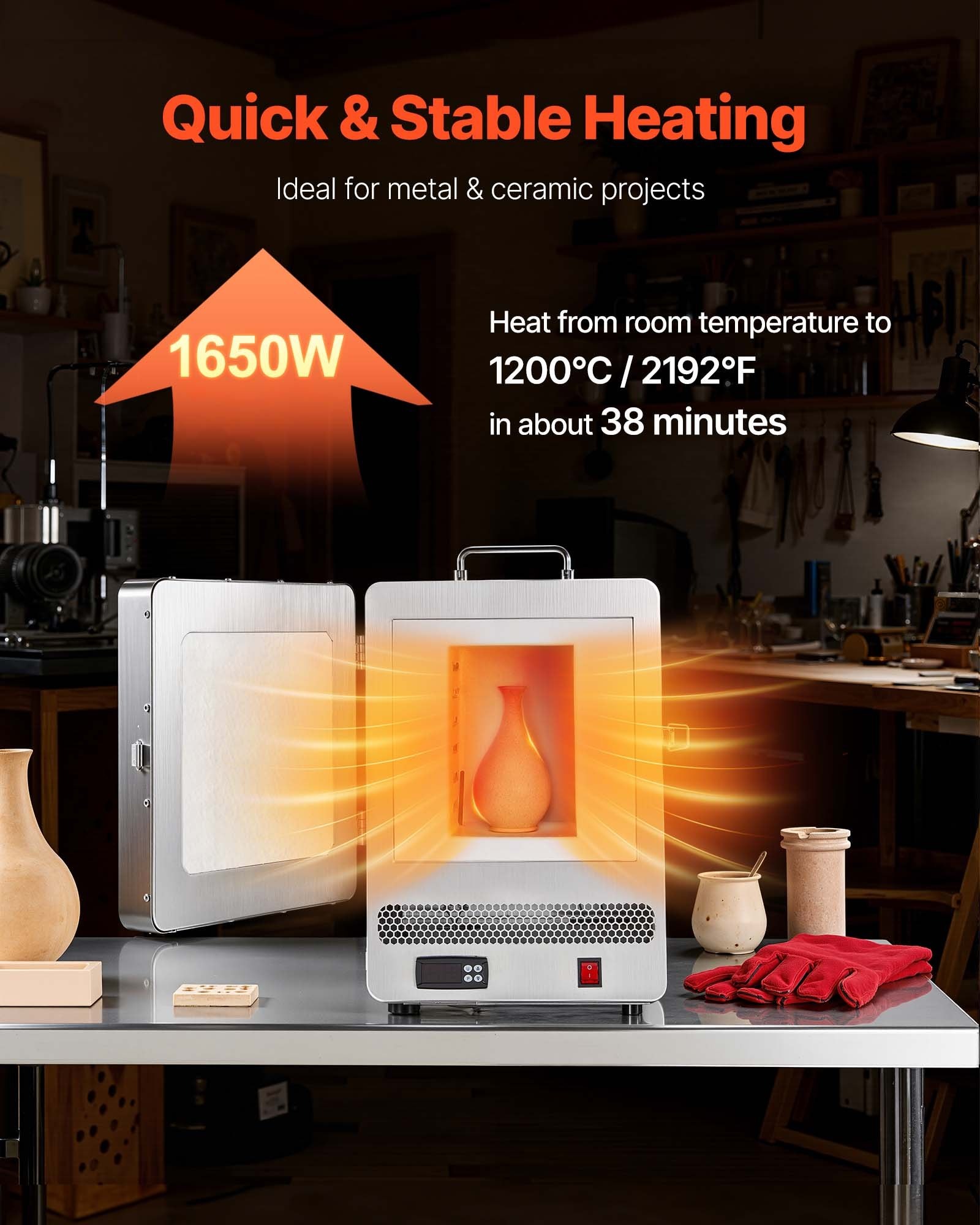 VEVOR KD-Z6651B električna peć za taljenje 1650 W, 1200 °C - Slika 3