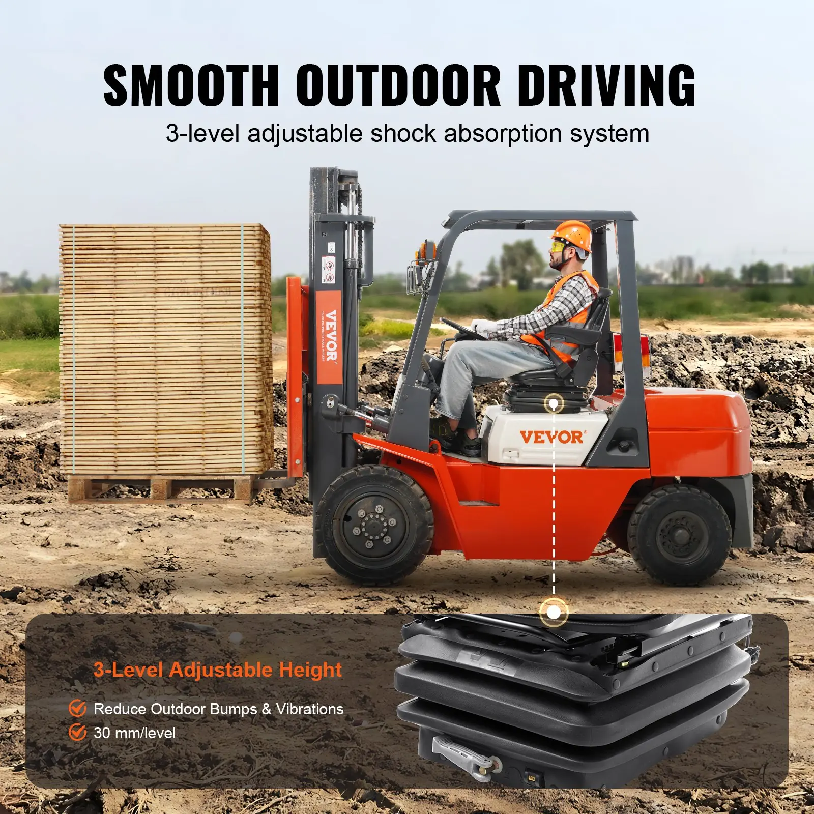 VEVOR TY-A14 univerzalno amortizirano sjedalo za traktor - Slika 3