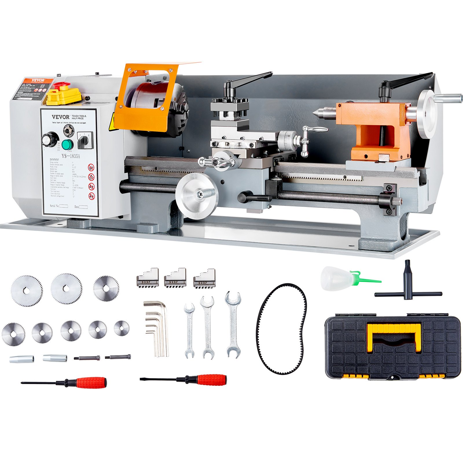 VEVOR C0618BX350 stolni tokarski stroj 500 W, 178 x 350 mm