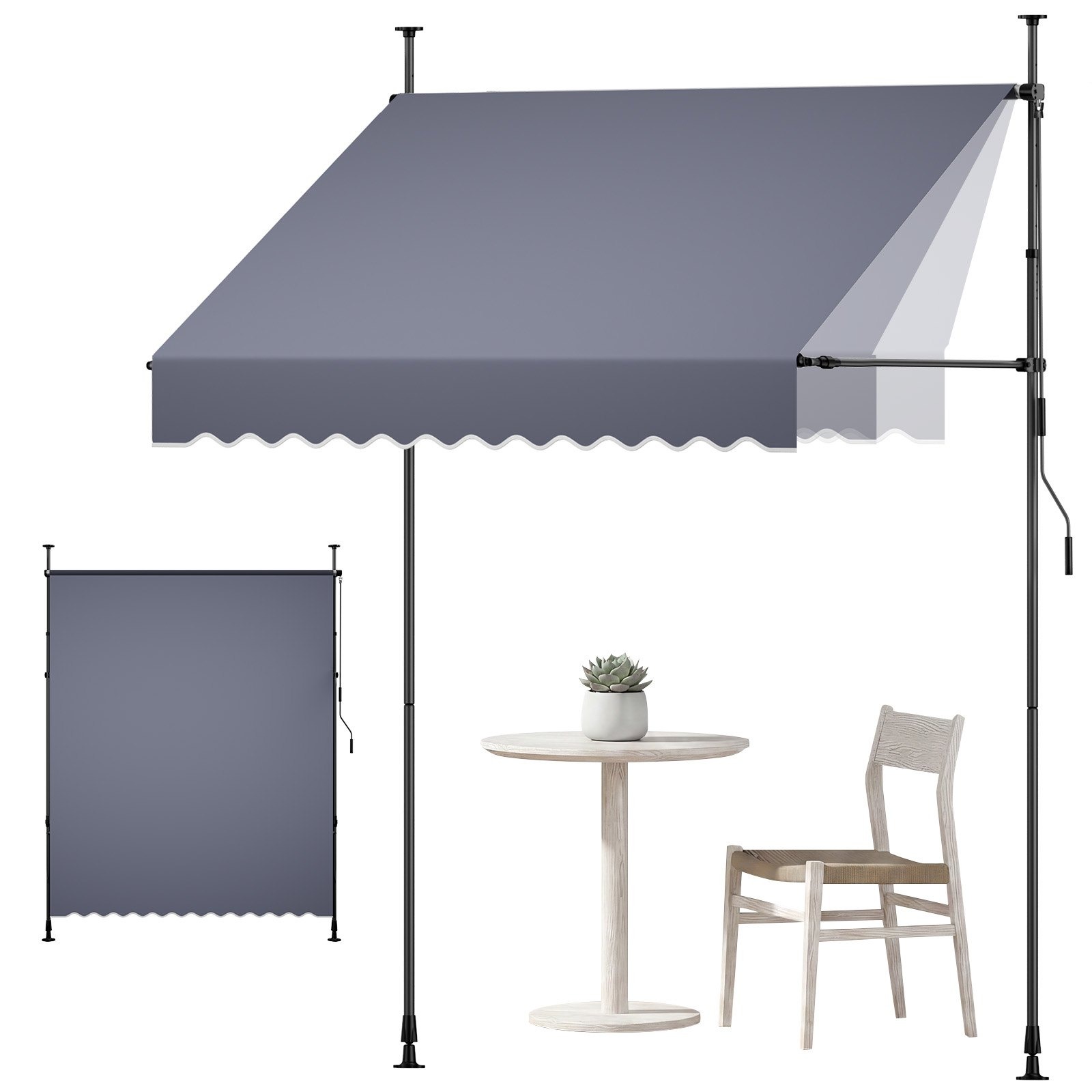VEVOR ručna sklopiva tenda 200 x 150 cm, tamnosiva