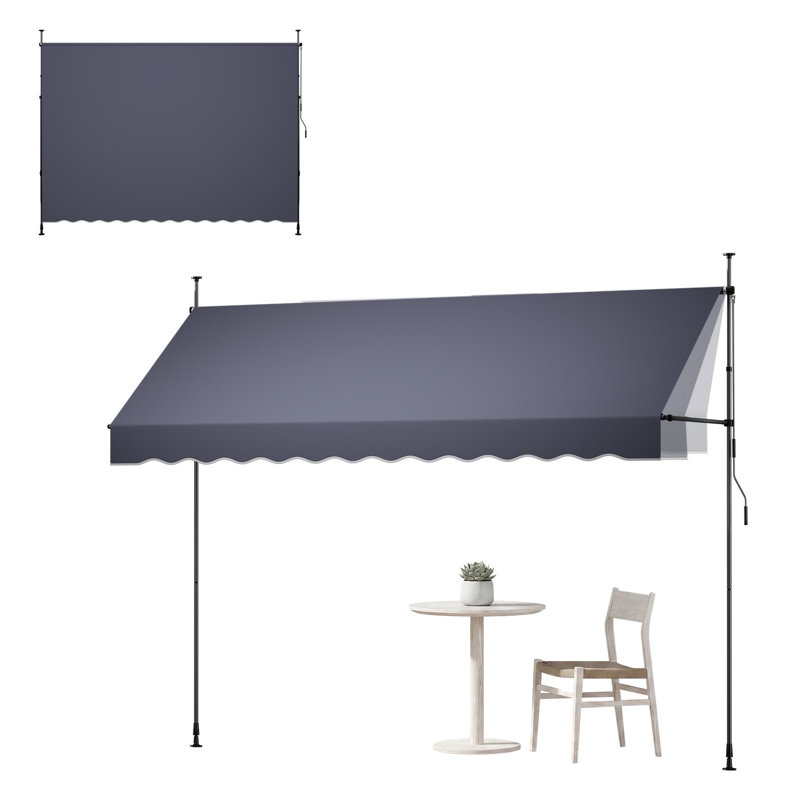 VEVOR ručna tenda 350 cm, antracitna