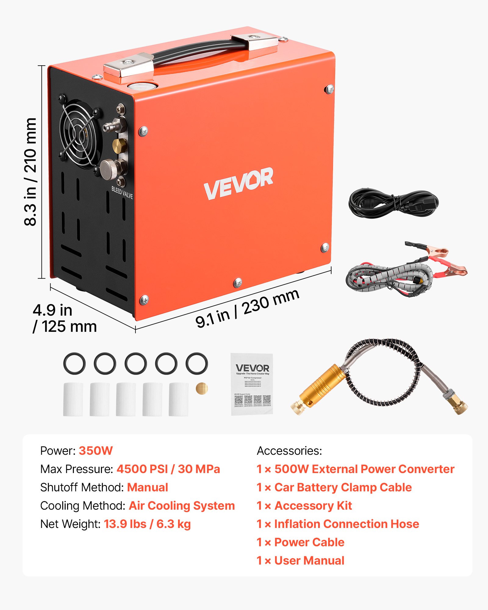 VEVOR PCP kompresor 350 W 310 bar, 12 V / 230 V - Slika 7