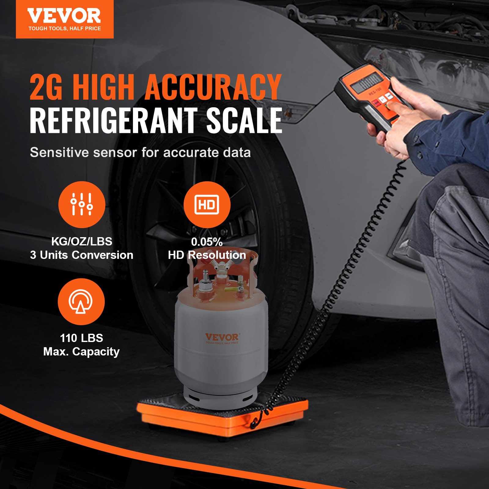 VEVOR LX-36575A digitalna vaga za rashladno sredstvo 50 kg - Slika 2