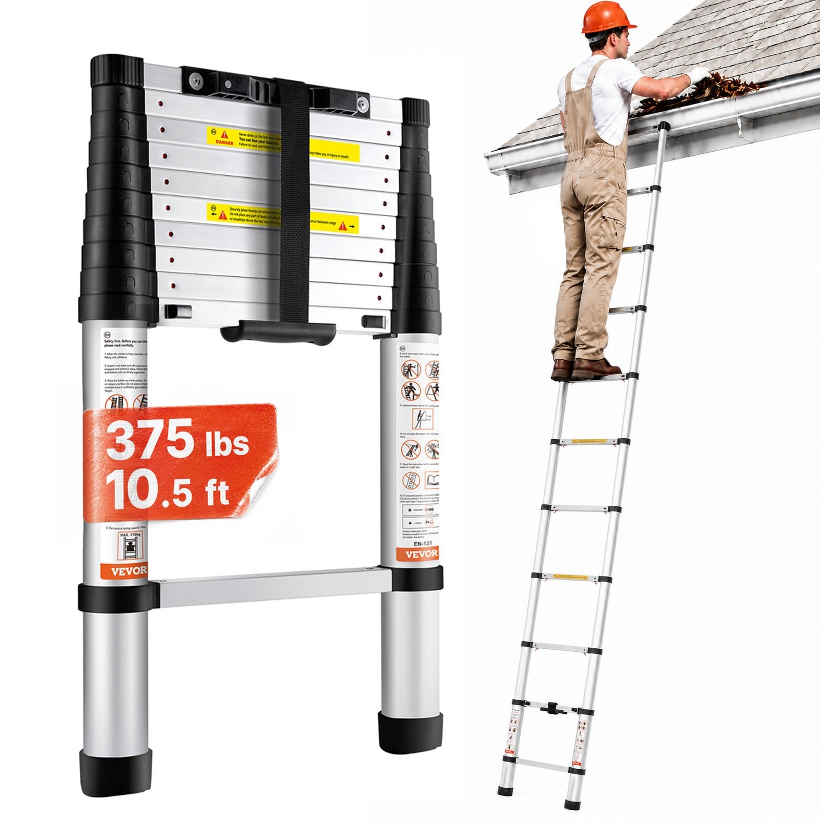 VEVOR teleskopske aluminijske ljestve 320 cm, 170 kg