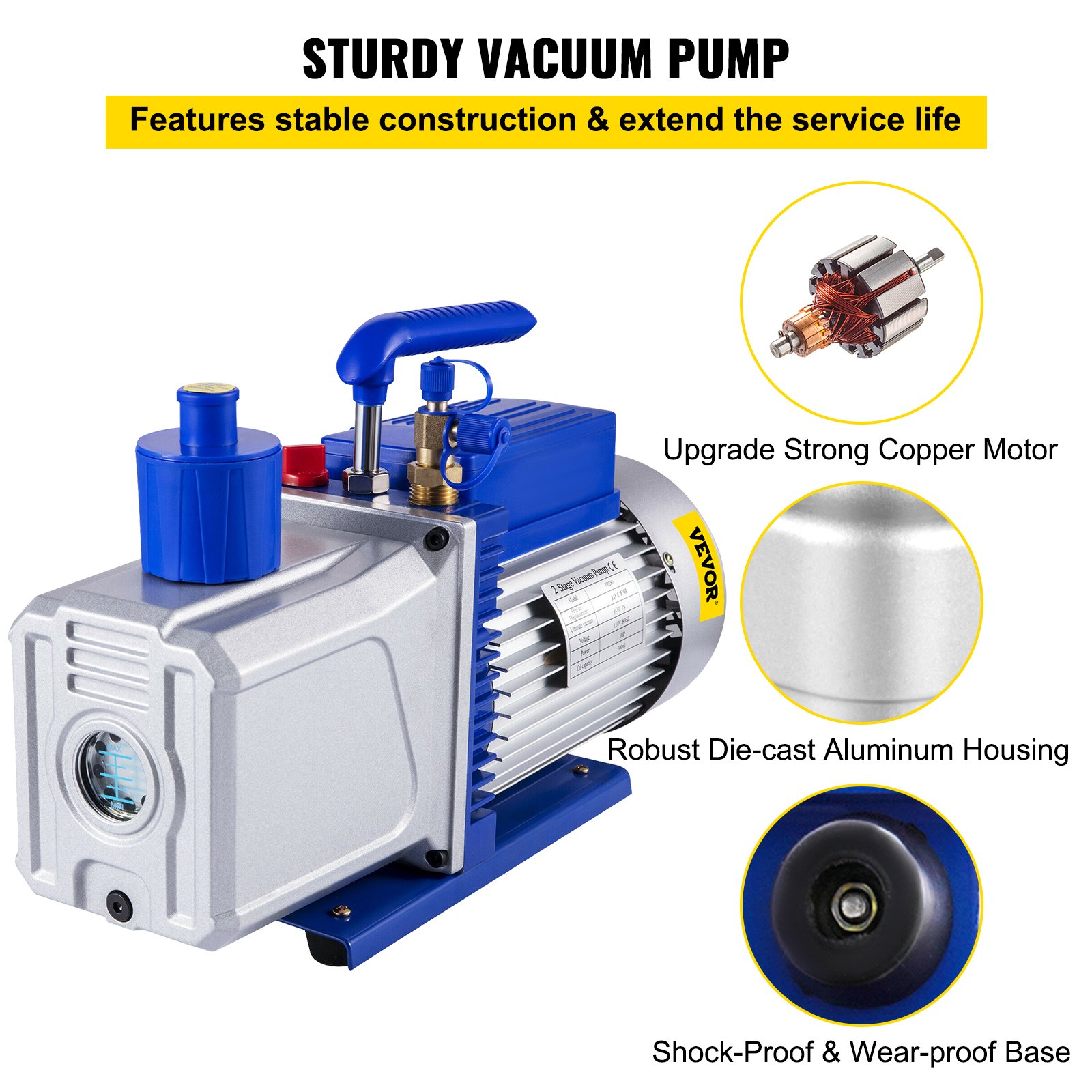 VEVOR dvostupanjska vakuumska pumpa 283 l/min 746 W - Slika 3