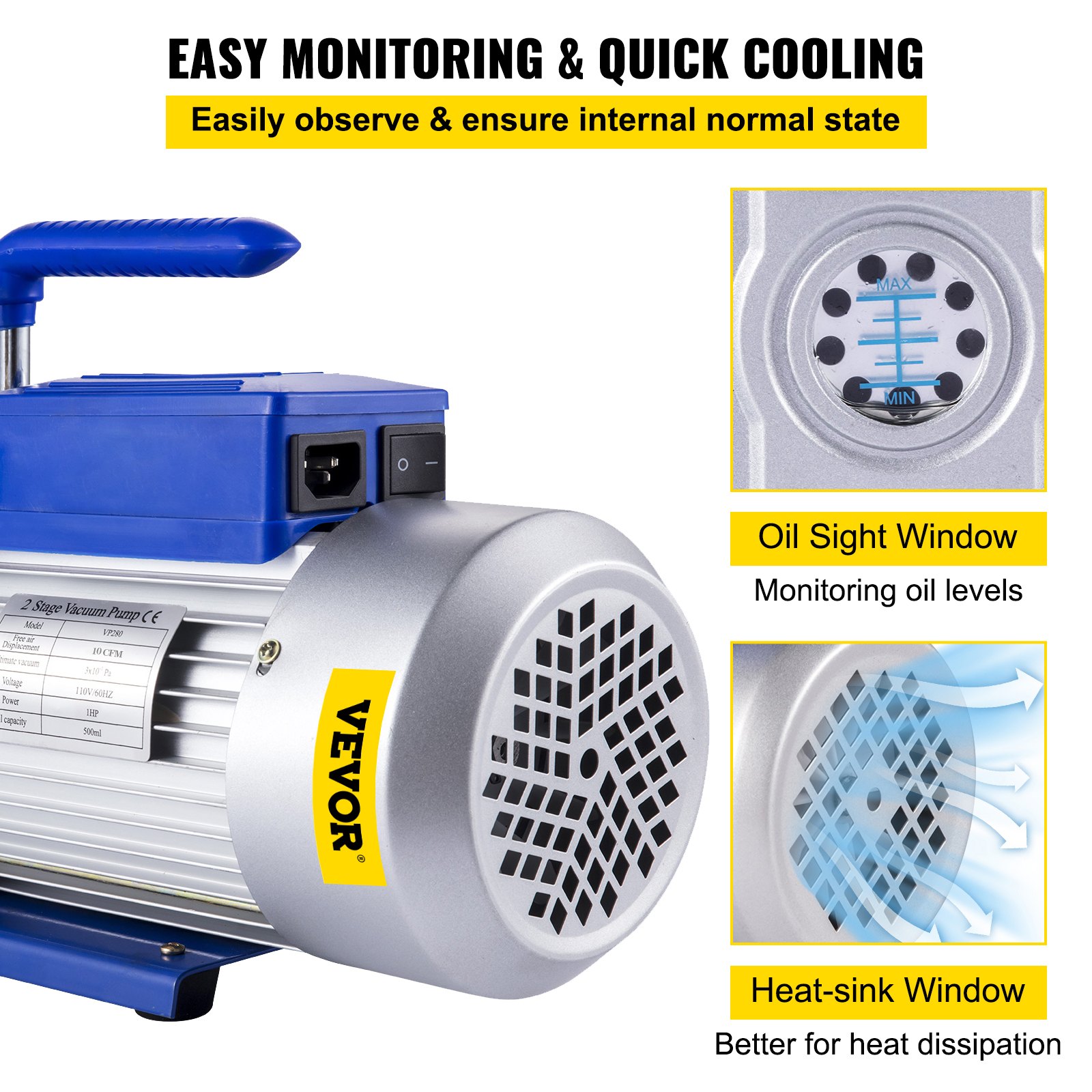 VEVOR dvostupanjska vakuumska pumpa 283 l/min 746 W - Slika 5