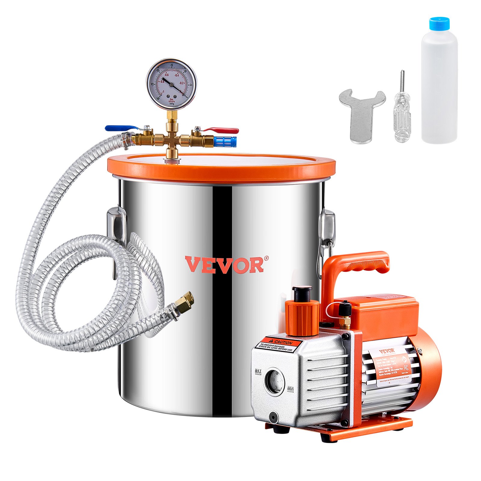 VEVOR vakuumska komora 19 L s pumpom 100 L/min VP125