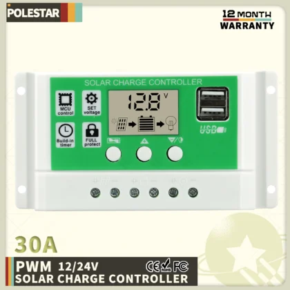Polestar PWM solarni regulator punjenja 10A–30A 12V/24V