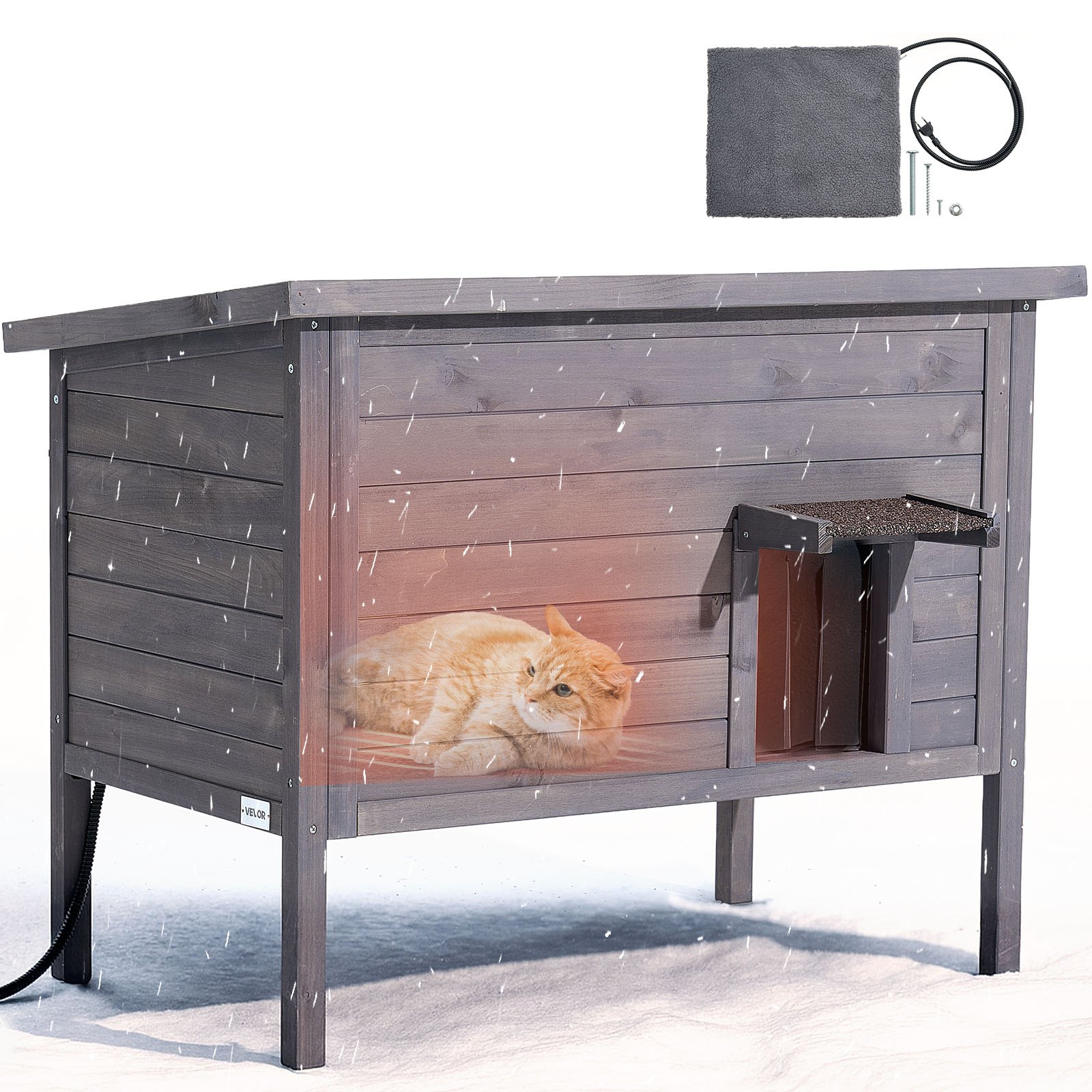 VEVOR grijana kućica za mačke 87 x 53,5 x 69 cm