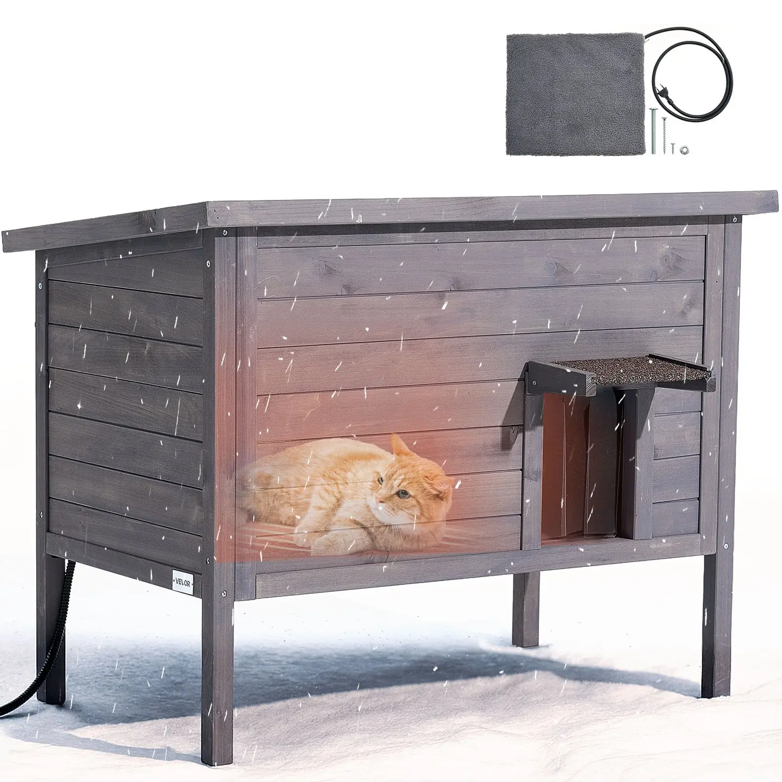VEVOR grijana kućica za mačke 87 x 53,5 x 69 cm