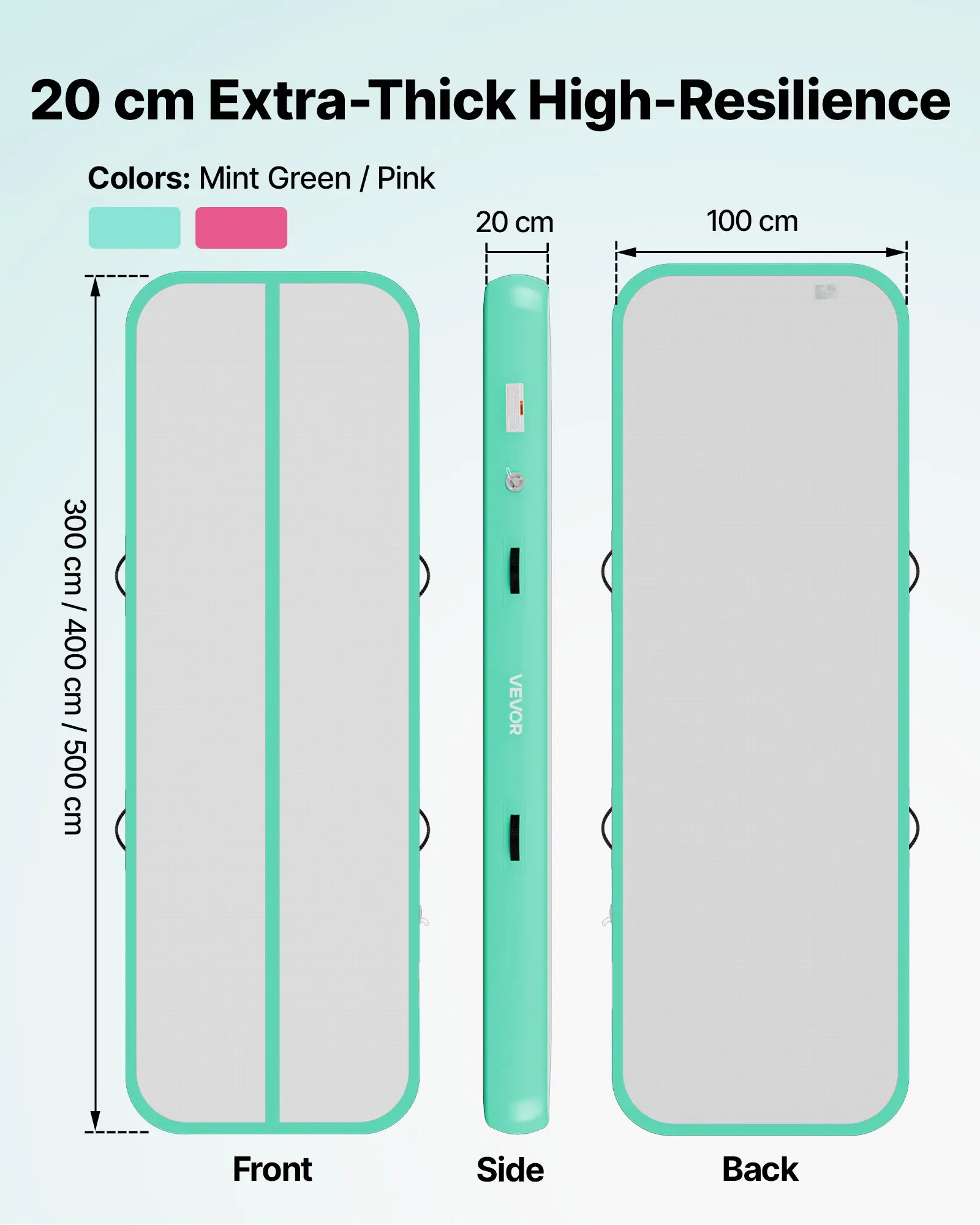VEVOR gimnastička podloga na napuhavanje 300 x 100 x 20 cm - Slika 2