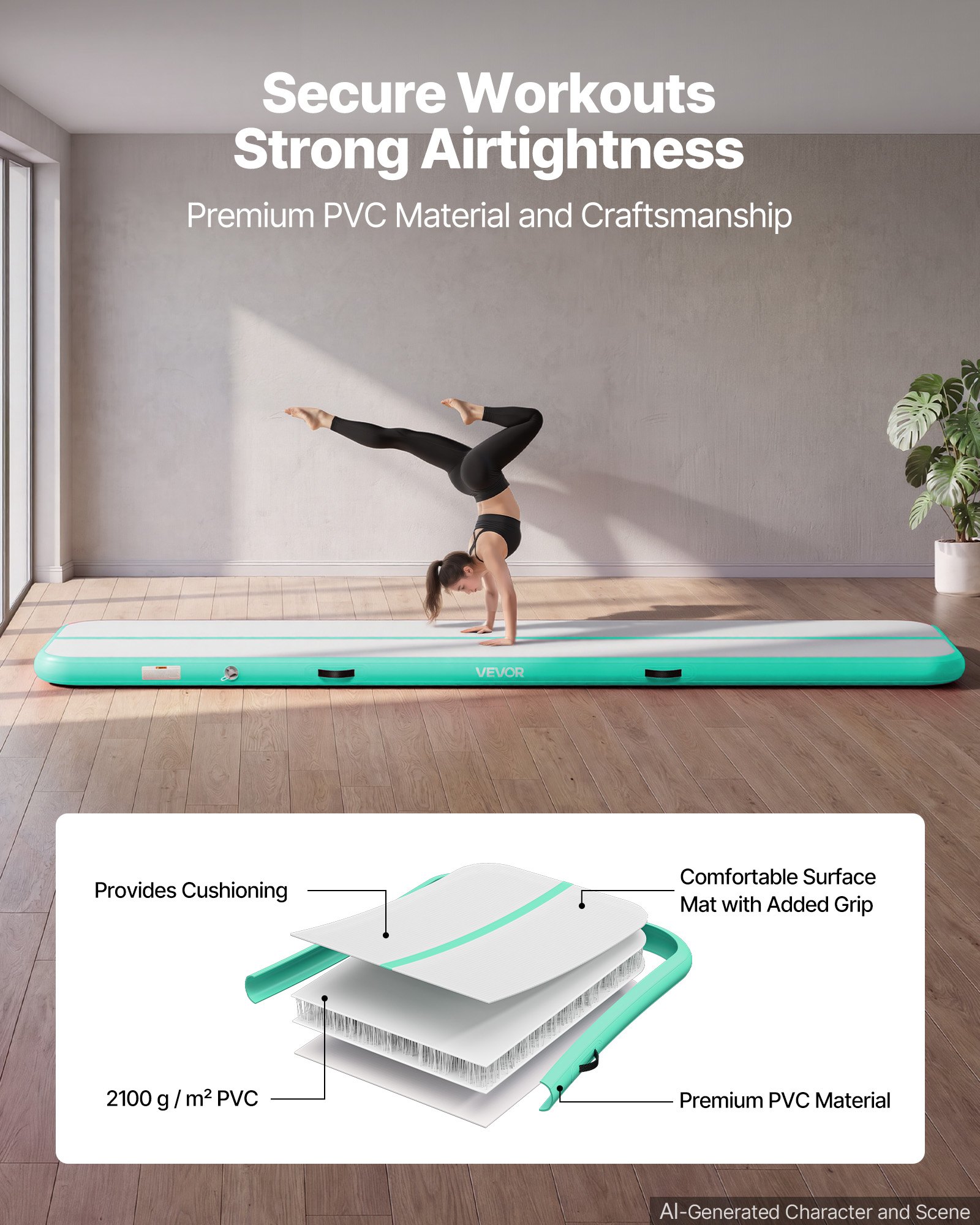 VEVOR napuhujuća gimnastička podloga 400 x 100 x 10 cm - Slika 3