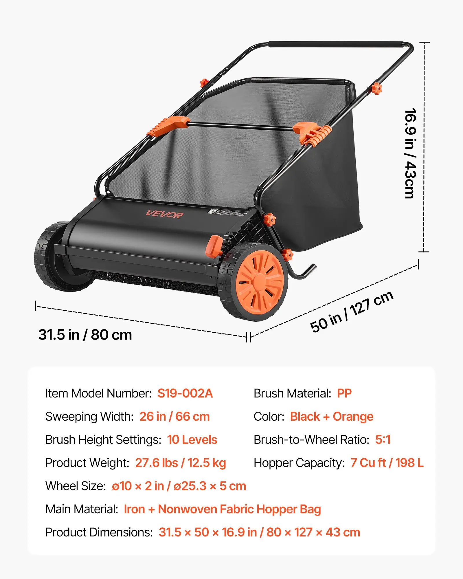 VEVOR ručni čistač travnjaka S19-002A, 66 cm - Slika 7
